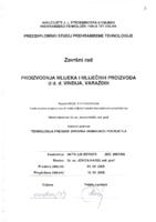 Proizvodnja mlijeka i mliječnih proizvoda u d.d. Vindija, Varaždin