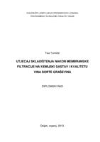 Utjecaj skladištenja nakon membranske filtracije na kemijski sastav i kvalitetu vina sorte Graševina