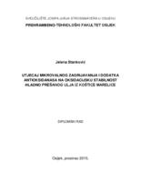 Utjecaj mikrovalnog zagrijavanja i dodatka antioksidanasa na oksidacijsku stabilnost hladno prešanog ulja iz koštice marelice